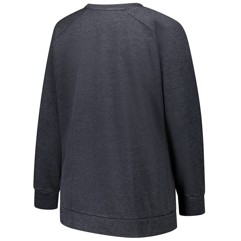 Miami Dolphins Profile Women's Plus Size Acid Wash Raglan Sweatshirt Charcoal - NFL