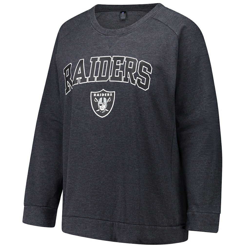 Las Vegas Raiders Profile Women's Plus Size Acid Wash Raglan Sweatshirt Charcoal - NFL