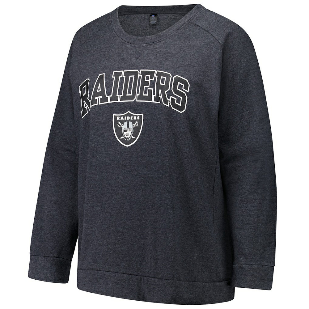 Las Vegas Raiders Profile Women's Plus Size Acid Wash Raglan Sweatshirt Charcoal - NFL