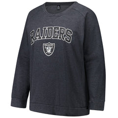 Las Vegas Raiders Profile Women's Plus Size Acid Wash Raglan Sweatshirt Charcoal - NFL