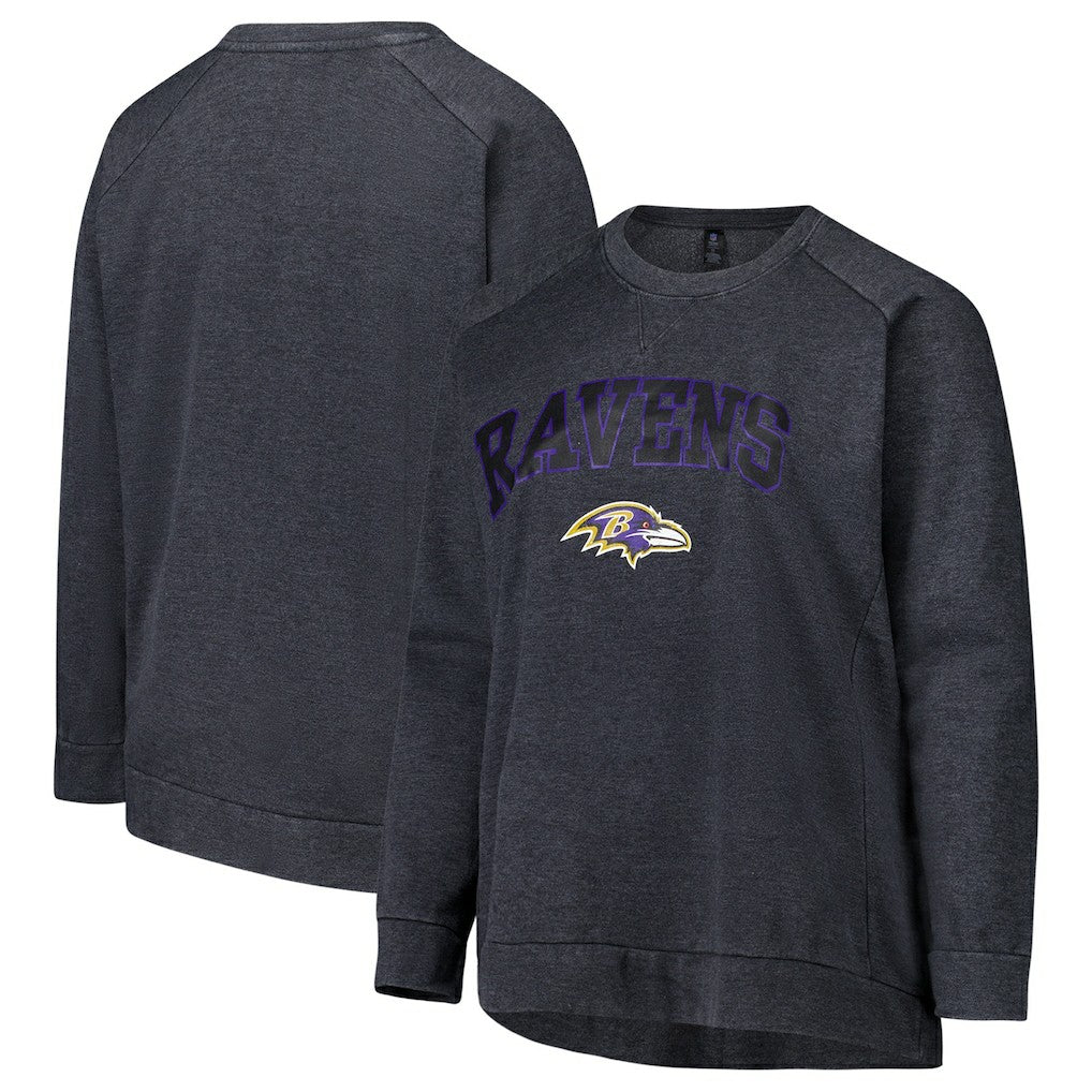 Baltimore Ravens Profile Women's Plus Size Acid Wash Raglan Sweatshirt Charcoal - NFL