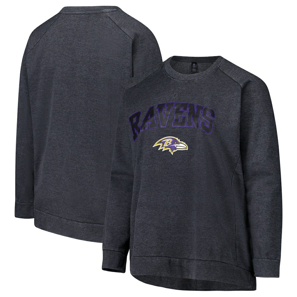 Baltimore Ravens Profile Women's Plus Size Acid Wash Raglan Sweatshirt Charcoal - NFL