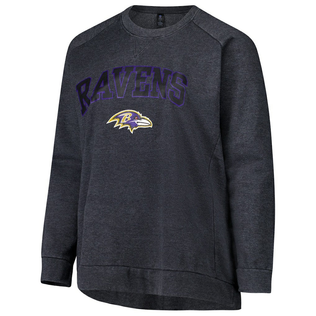 Baltimore Ravens Profile Women's Plus Size Acid Wash Raglan Sweatshirt Charcoal - NFL