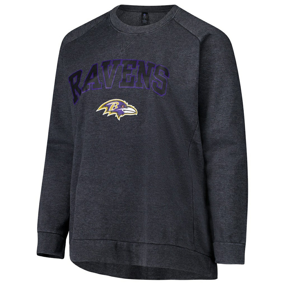 Baltimore Ravens Profile Women's Plus Size Acid Wash Raglan Sweatshirt Charcoal - NFL