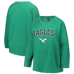 Philadelphia Eagles Profile Women's Plus Size Acid Wash Raglan Sweatshirt Kelly Green - NFL