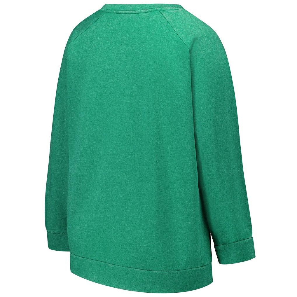 Philadelphia Eagles Profile Women's Plus Size Acid Wash Raglan Sweatshirt Kelly Green - NFL