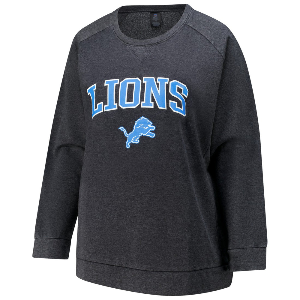 Detroit Lions Profile Women's Plus Size Acid Wash Raglan Sweatshirt Charcoal - NFL