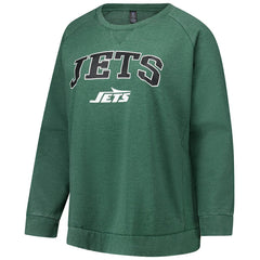 New York Jets Profile Women's Plus Size Acid Wash Raglan Sweatshirt Heather Green - NFL