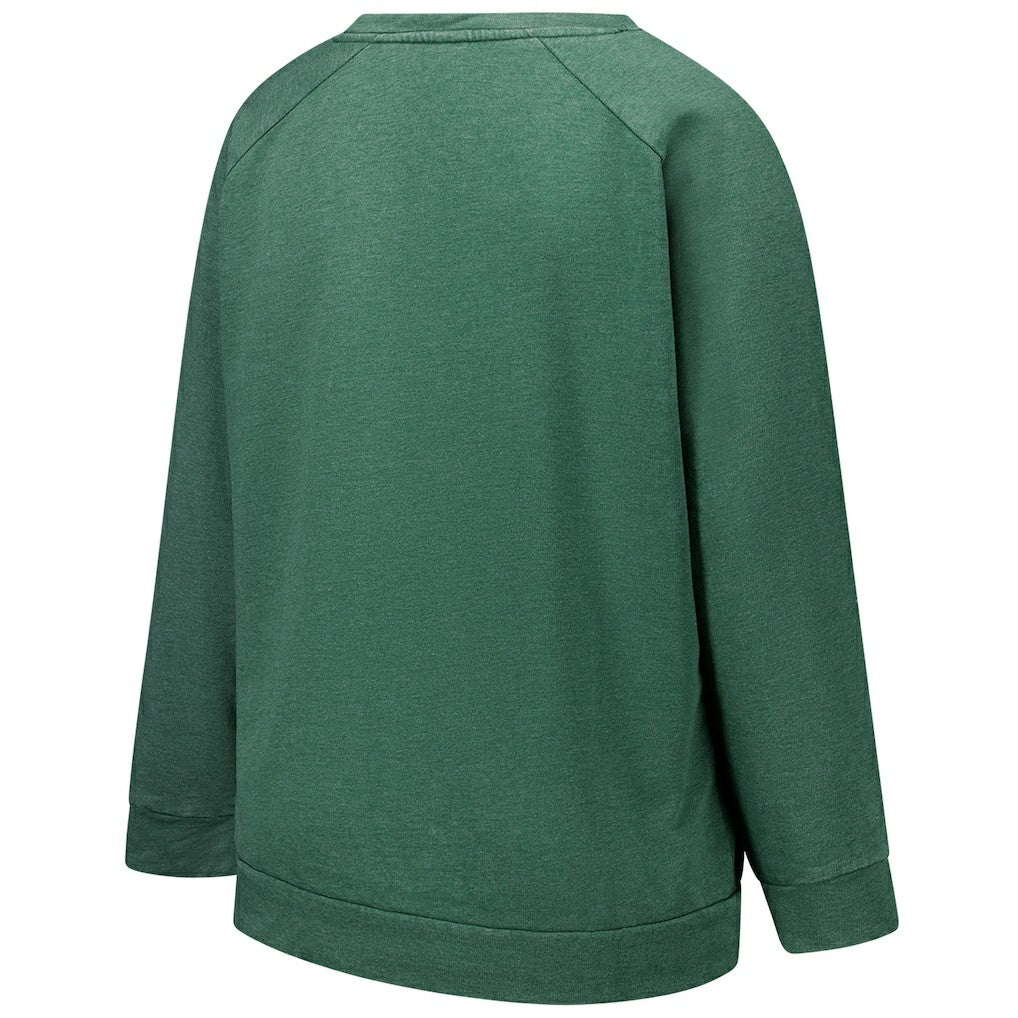 New York Jets Profile Women's Plus Size Acid Wash Raglan Sweatshirt Heather Green - NFL