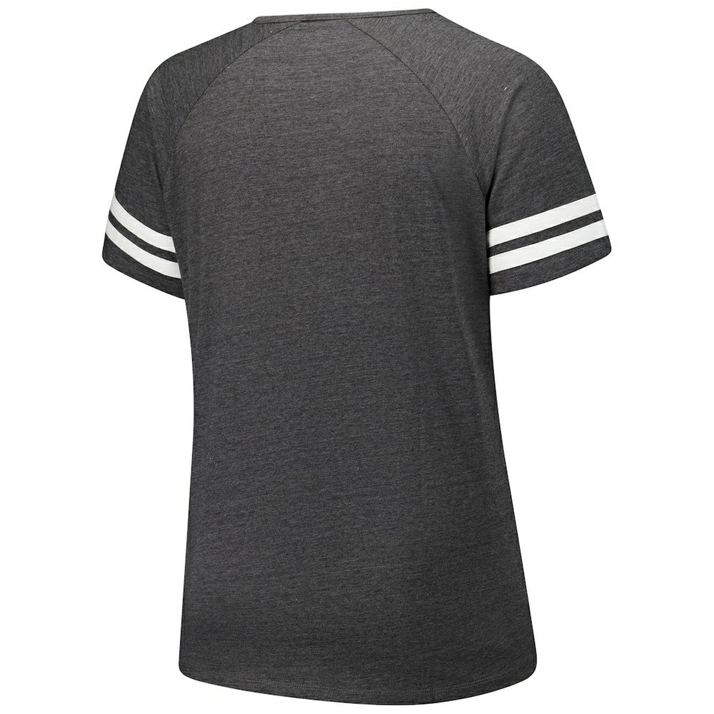 Arizona Cardinals Women's Plus Size Logo Striped Raglan Notch Neck T-Shirt Charcoal - Fanatics