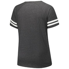 Arizona Cardinals Women's Plus Size Logo Striped Raglan Notch Neck T-Shirt Charcoal - Fanatics