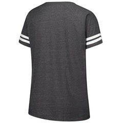 New York Jets Women's Plus Size Logo Striped Raglan Notch Neck T-Shirt Charcoal - Fanatics