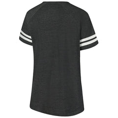 Carolina Panthers Women's Plus Size Logo Striped Raglan Notch Neck T-Shirt Black - Fanatics