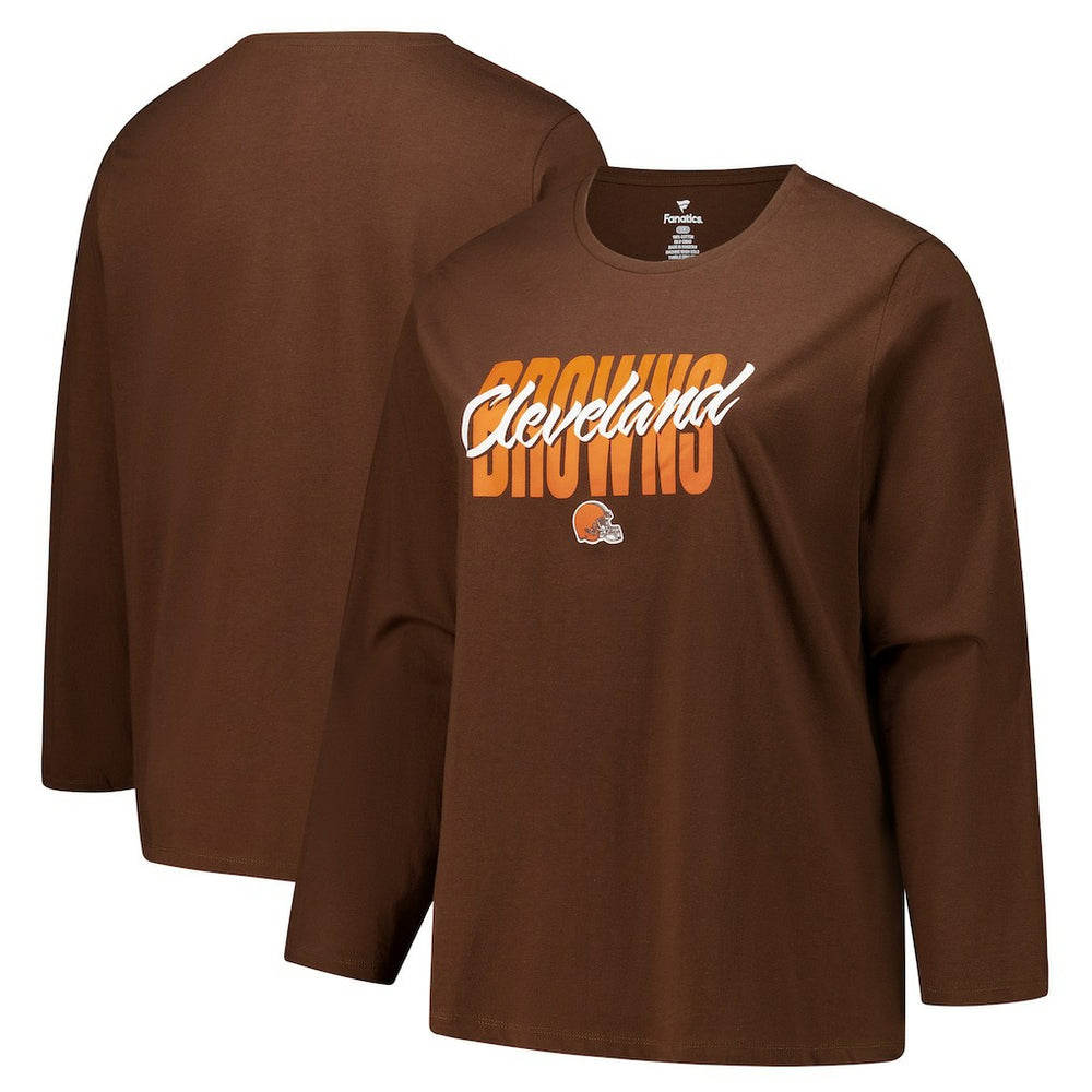Cleveland Browns Women's Long Sleeve Scoop Neck T-Shirt Brown - Fanatics