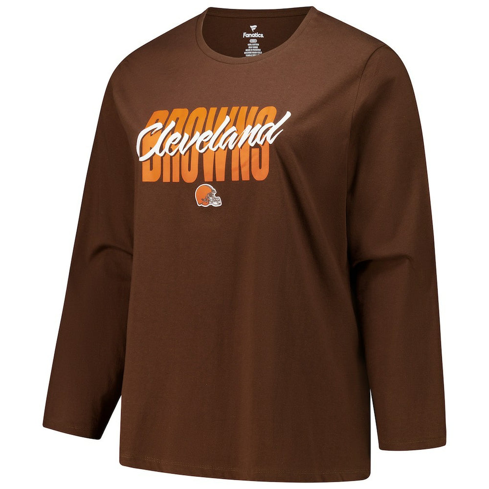 Cleveland Browns Women's Long Sleeve Scoop Neck T-Shirt Brown - Fanatics