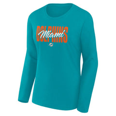 Miami Dolphins Women's Long Sleeve Scoop Neck T-Shirt Aqua - Fanatics