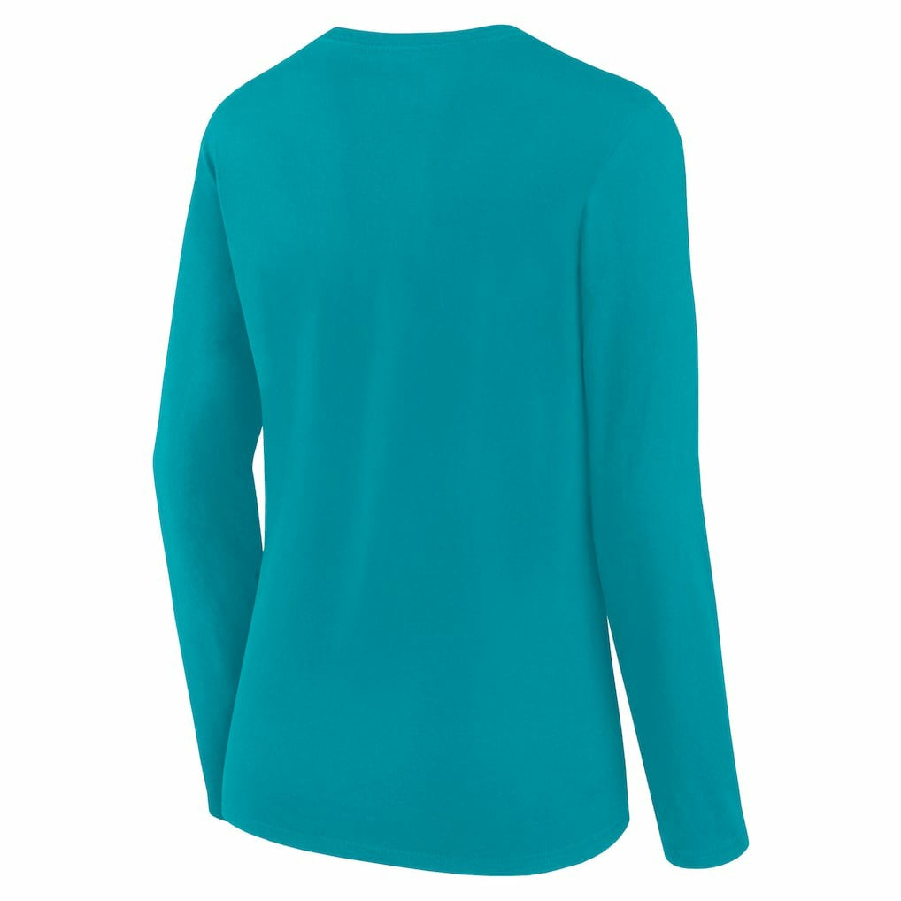 Miami Dolphins Women's Long Sleeve Scoop Neck T-Shirt Aqua - Fanatics