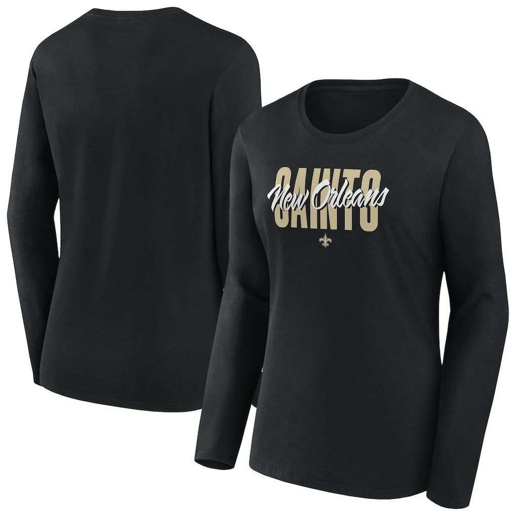 New Orleans Saints Women's Long Sleeve Scoop Neck T-Shirt Black - Fanatics