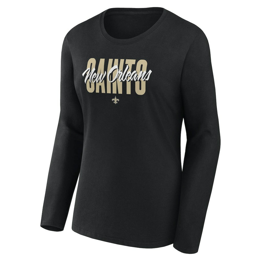 New Orleans Saints Women's Long Sleeve Scoop Neck T-Shirt Black - Fanatics