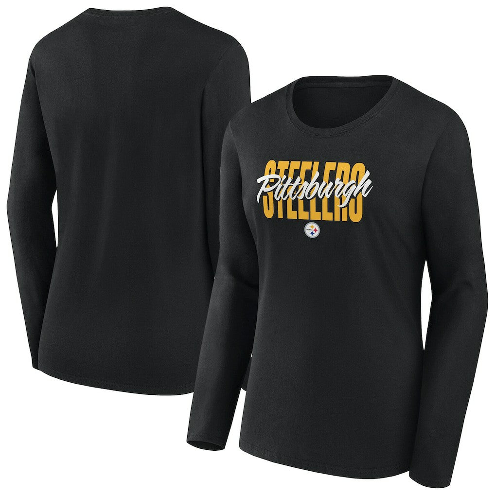 Pittsburgh Steelers Women's Long Sleeve Scoop Neck T-Shirt Black - Fanatics