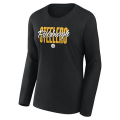 Pittsburgh Steelers Women's Long Sleeve Scoop Neck T-Shirt Black - Fanatics