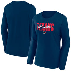 Houston Texans Women's Long Sleeve Scoop Neck T-Shirt Navy - Fanatics