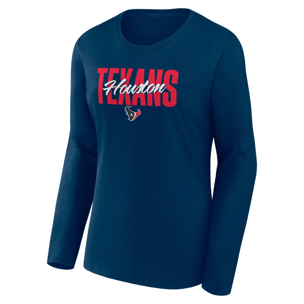 Houston Texans Women's Long Sleeve Scoop Neck T-Shirt Navy - Fanatics