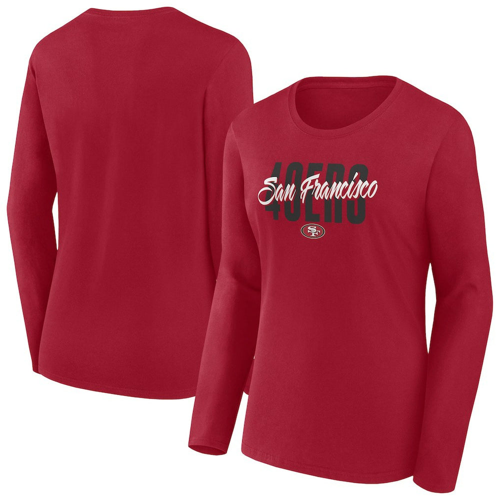 San Francisco 49ers Women's Long Sleeve Scoop Neck T-Shirt Scarlet - Fanatics