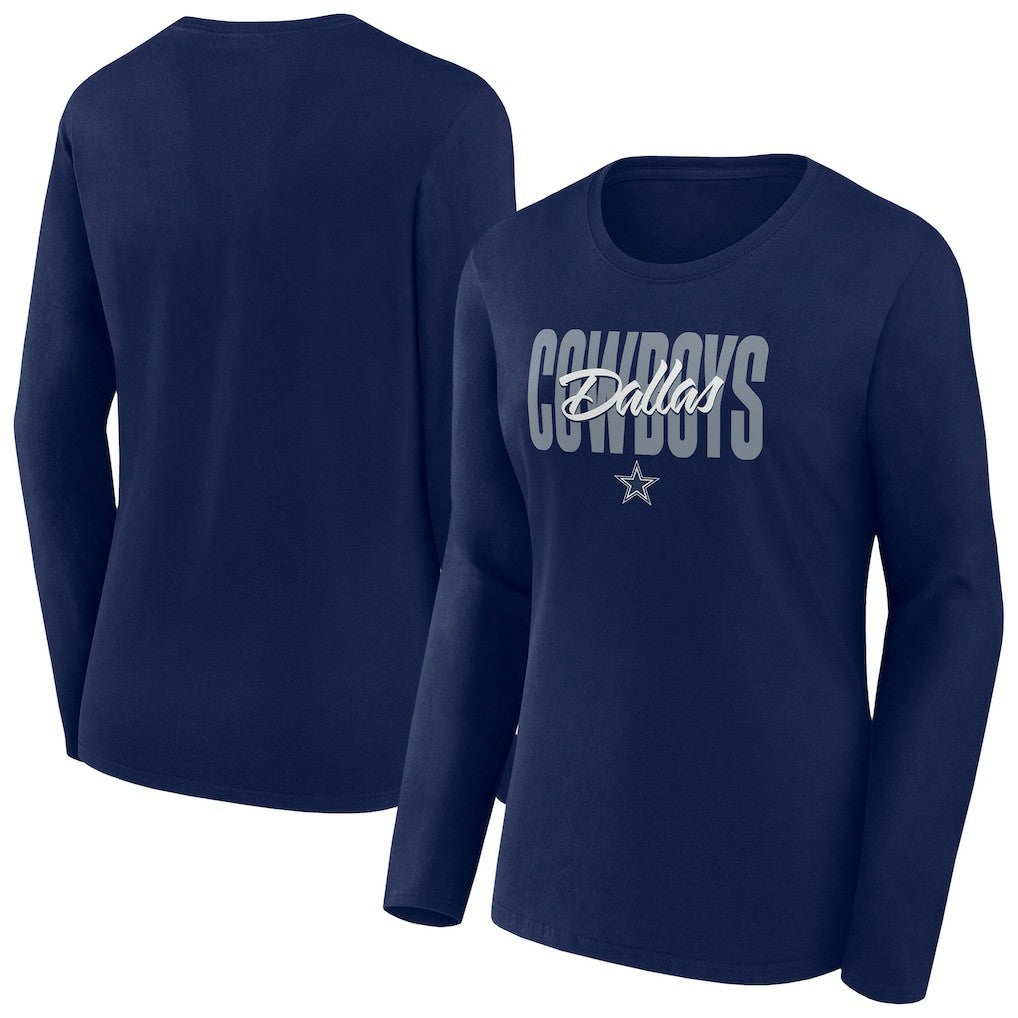 Dallas Cowboys Women's Long Sleeve Scoop Neck T-Shirt Navy - Fanatics