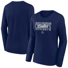 Dallas Cowboys Women's Long Sleeve Scoop Neck T-Shirt Navy - Fanatics