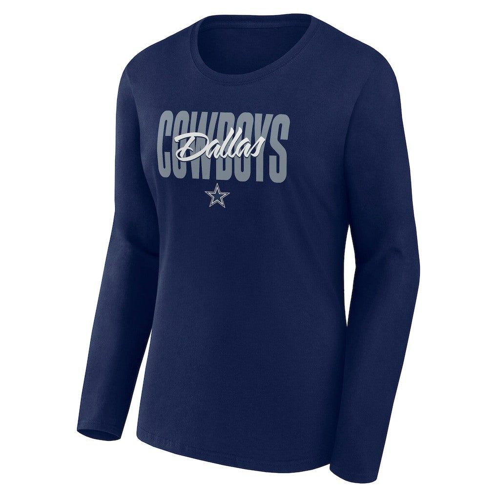 Dallas Cowboys Women's Long Sleeve Scoop Neck T-Shirt Navy - Fanatics