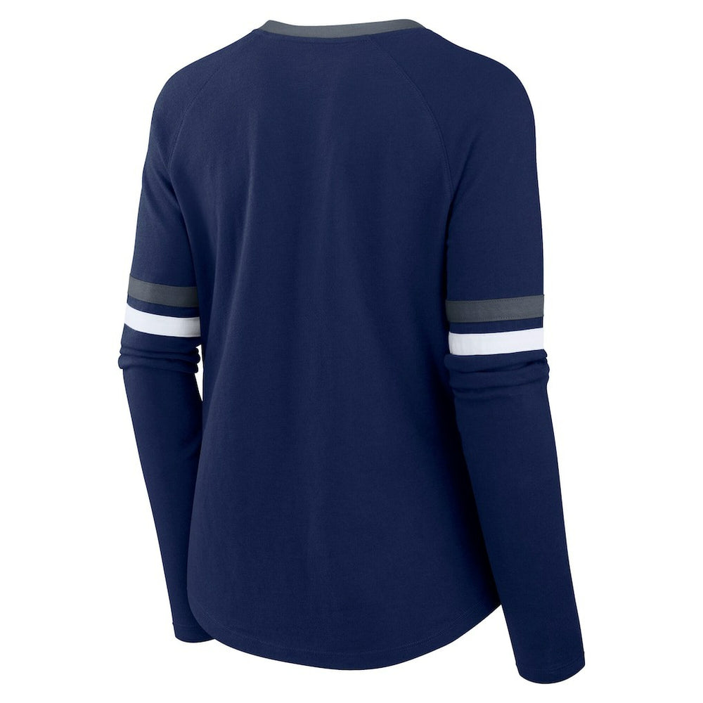 Dallas Cowboys Women's Plus Size Won & Done Lace-Up V-Neck Long Sleeve T-Shirt Navy - Fanatics