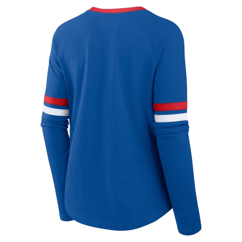 Buffalo Bills Women's Plus Size Won & Done Lace-Up V-Neck Long Sleeve T-Shirt Royal - Fanatics