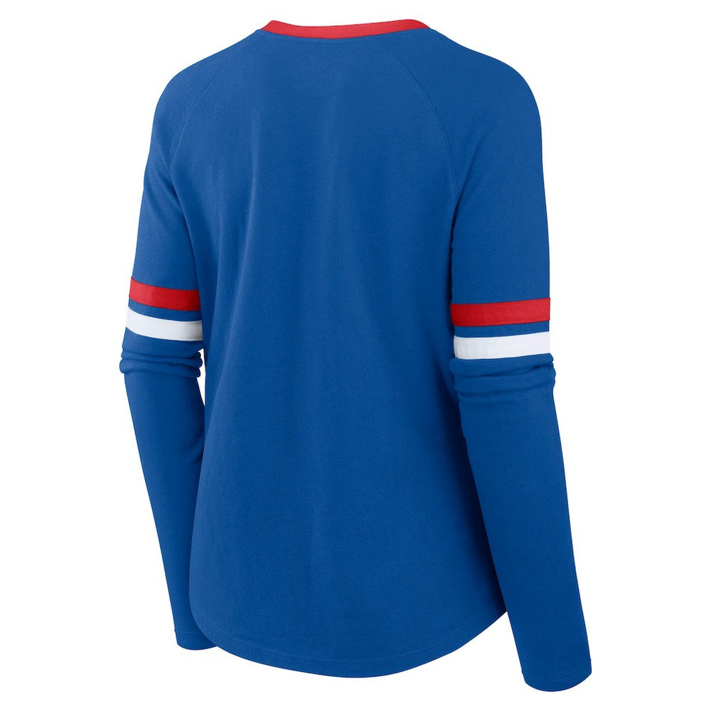 Buffalo Bills Women's Plus Size Won & Done Lace-Up V-Neck Long Sleeve T-Shirt Royal - Fanatics