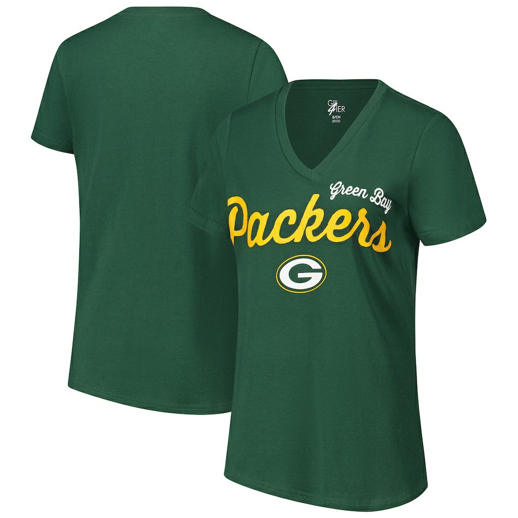 Green Bay Packers G-III 4Her by Carl Banks Women's Post Season V-Neck T-Shirt Green - NFL