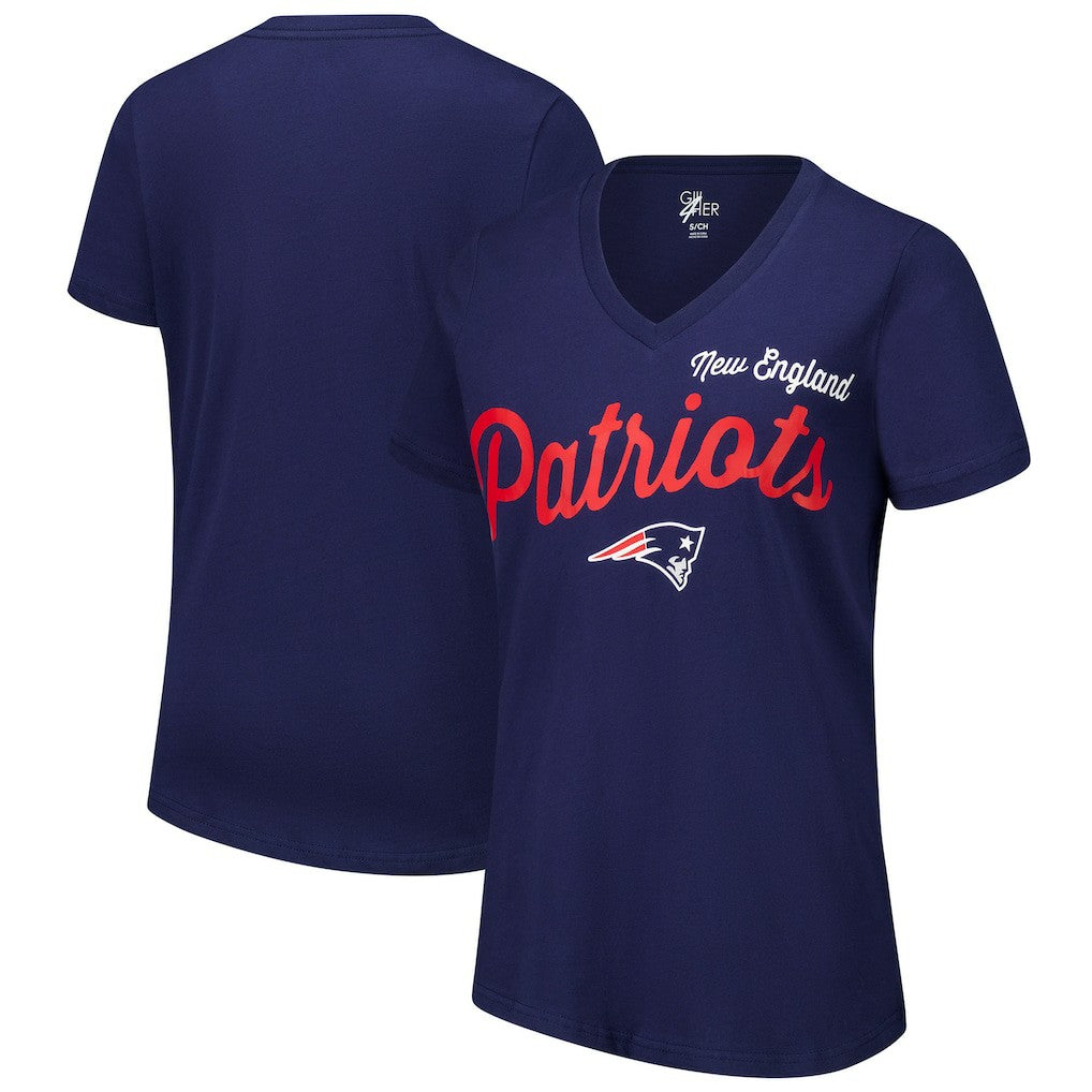 New England Patriots G-III 4Her by Carl Banks Women's Post Season V-Neck T-Shirt Navy - NFL