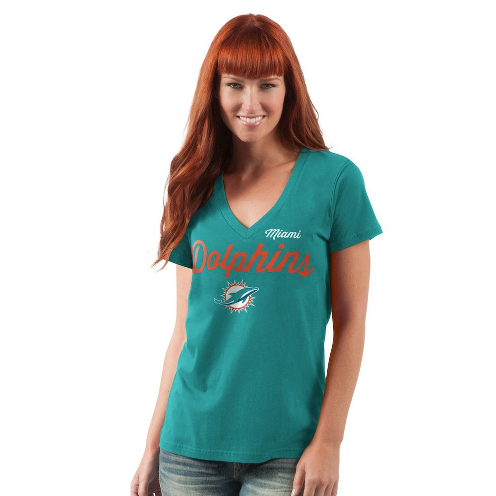 Miami Dolphins G-III 4Her by Carl Banks Women's Post Season V-Neck T-Shirt Aqua - NFL