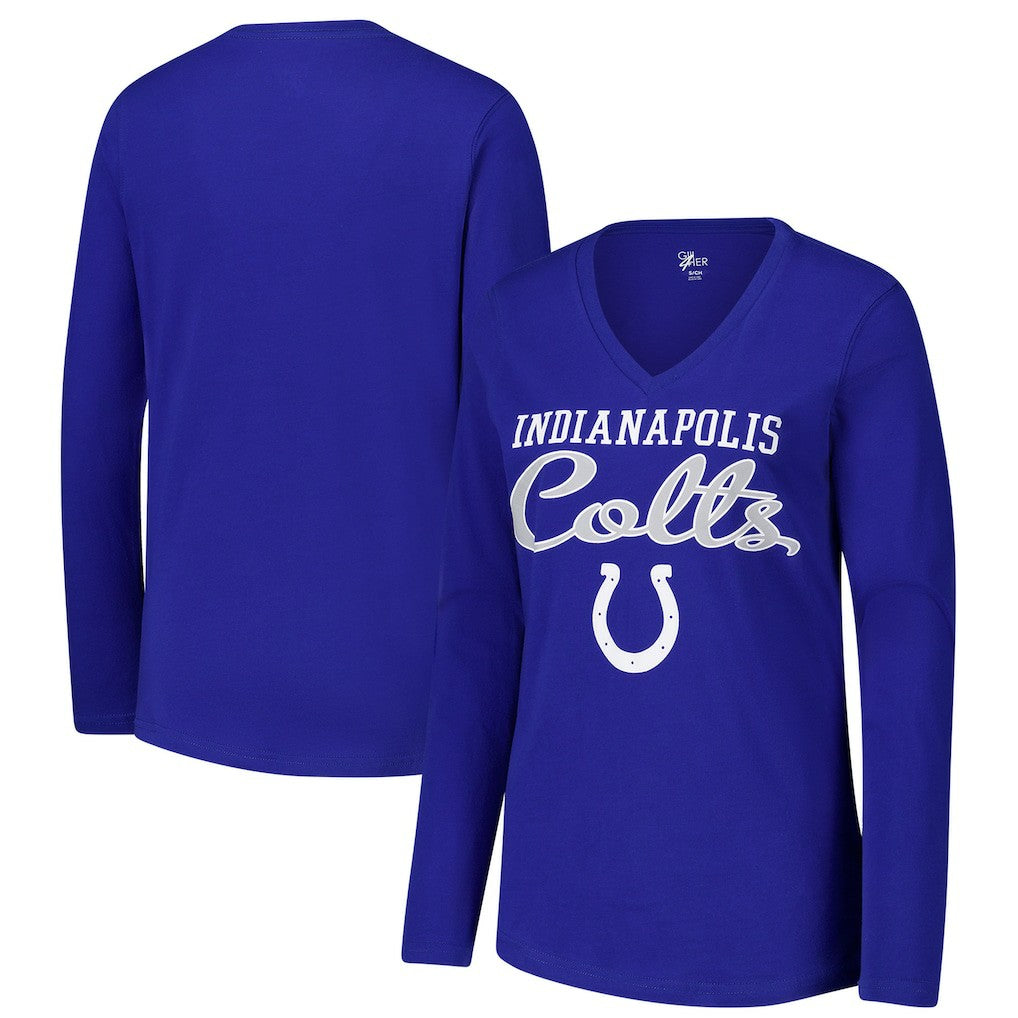 Indianapolis Colts G-III 4Her by Carl Banks Women's Post Season Long Sleeve V-Neck T-Shirt Royal - NFL