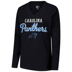 Carolina Panthers G-III 4Her by Carl Banks Women's Post Season Long Sleeve V-Neck T-Shirt Black - NFL