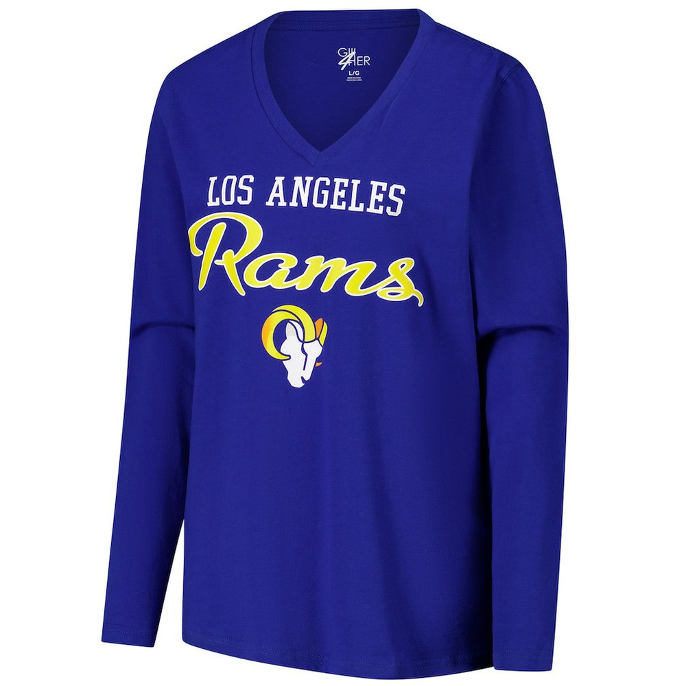 Los Angeles Rams G-III 4Her by Carl Banks Women's Post Season Long Sleeve V-Neck T-Shirt Royal - NFL