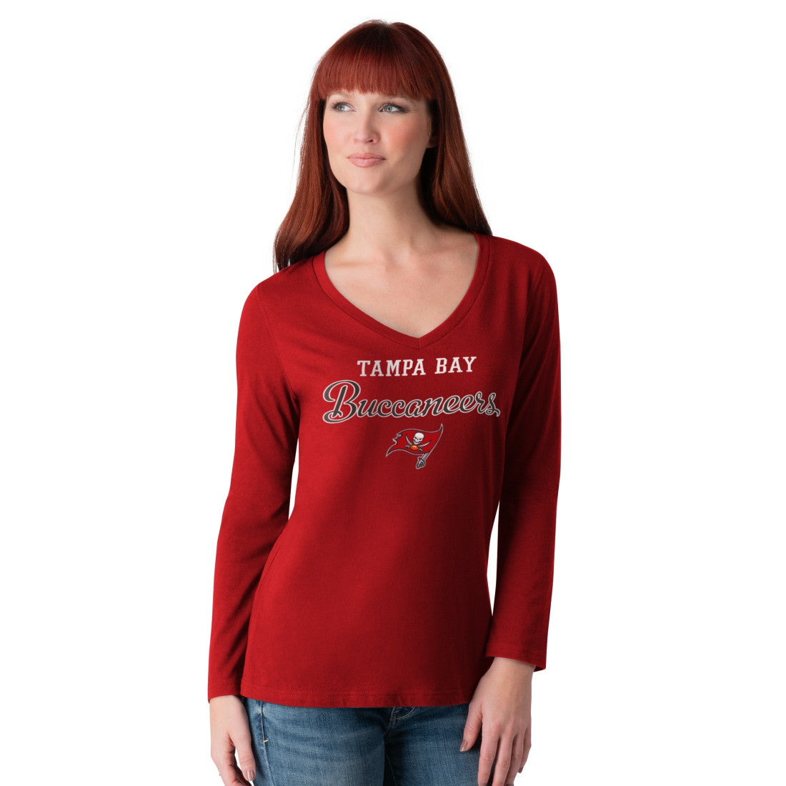Tampa Bay Buccaneers G-III 4Her by Carl Banks Women's Post Season Long Sleeve V-Neck T-Shirt Red - NFL