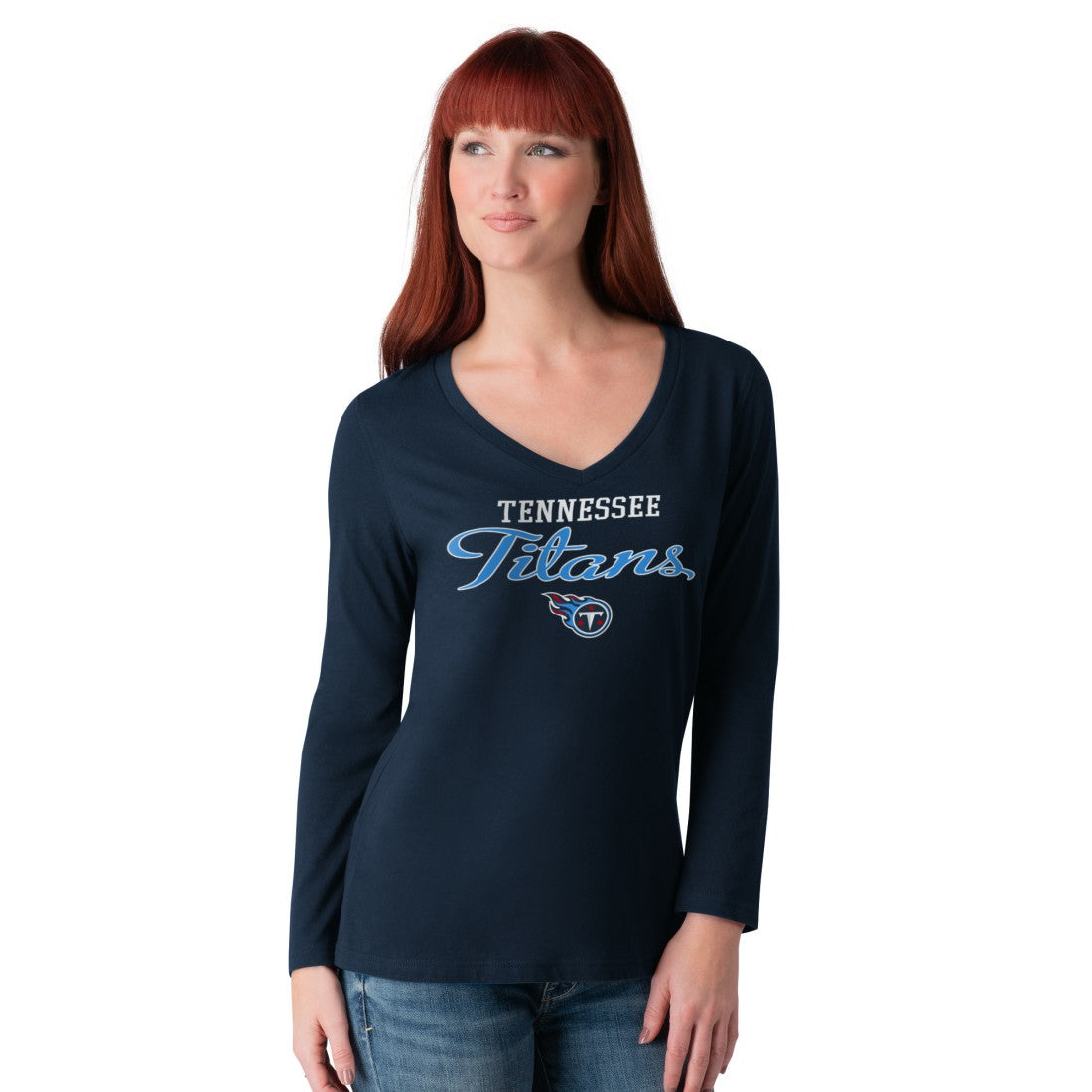 Tennessee Titans G-III 4Her by Carl Banks Women's Post Season Long Sleeve V-Neck T-Shirt Navy - NFL