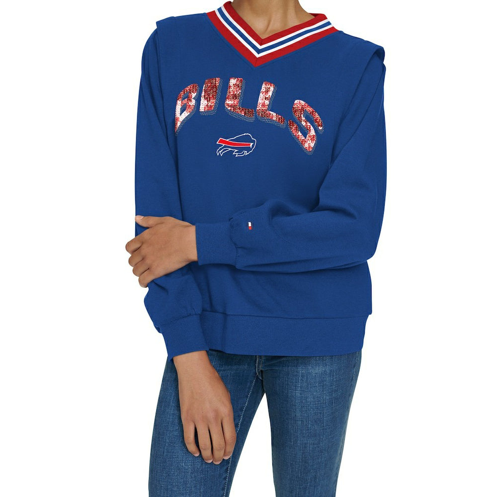 Buffalo Bills Tommy Hilfiger Women's Alice V-Neck Pullover Sweatshirt Royal - NFL