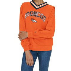 Denver Broncos Tommy Hilfiger Women's Alice V-Neck Pullover Sweatshirt Orange - NFL
