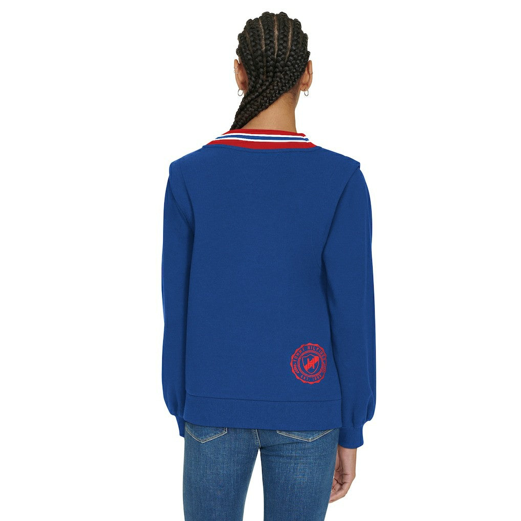 New York Giants Tommy Hilfiger Women's Alice V-Neck Pullover Sweatshirt Royal - NFL
