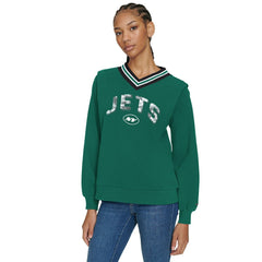 New York Jets Tommy Hilfiger Women's Alice V-Neck Pullover Sweatshirt Green - NFL