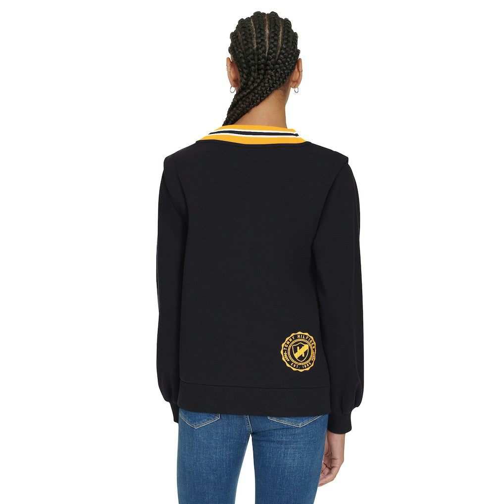 Pittsburgh Steelers Tommy Hilfiger Women's Alice V-Neck Pullover Sweatshirt Black - NFL