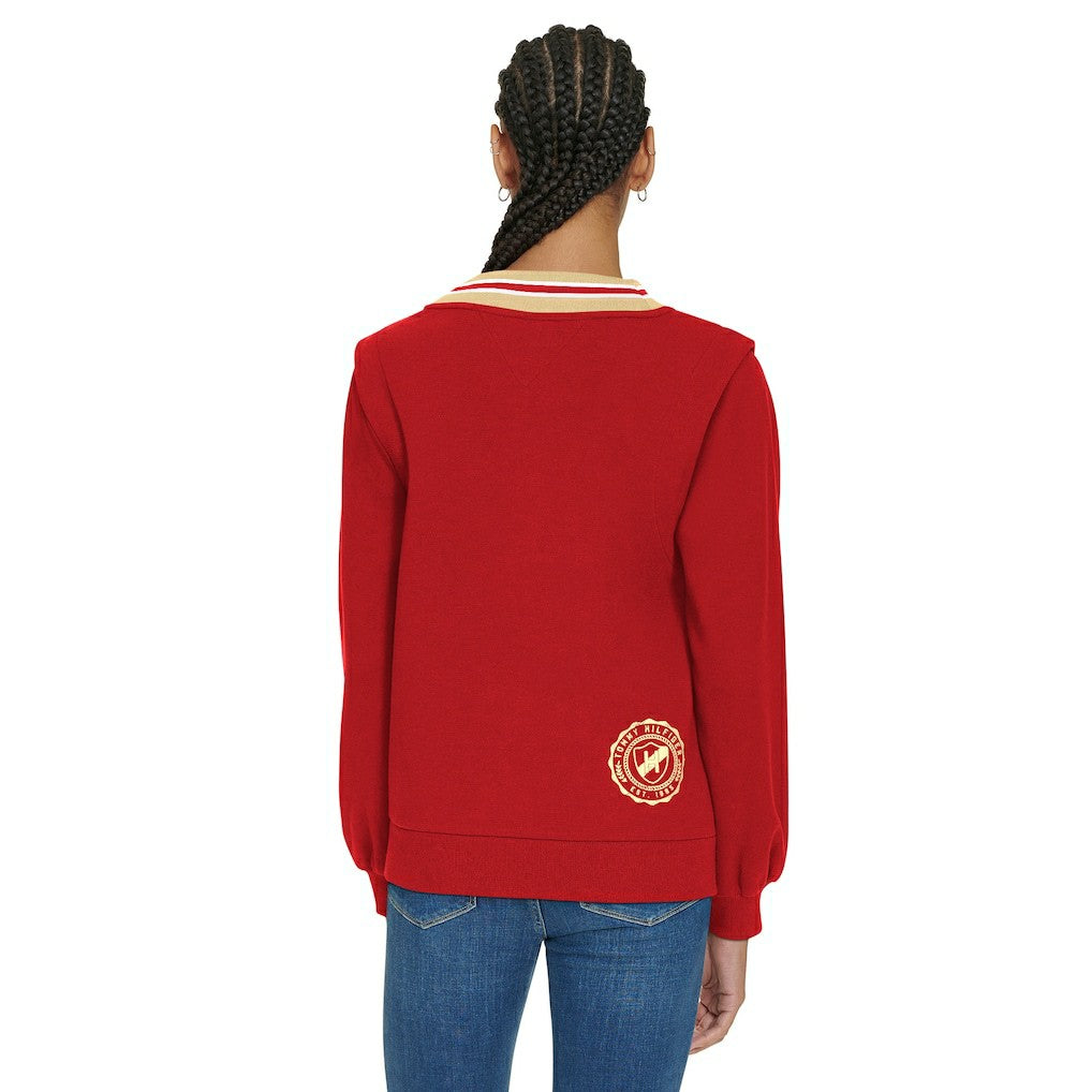San Francisco 49ers Tommy Hilfiger Women's Alice V-Neck Pullover Sweatshirt Scarlet - NFL
