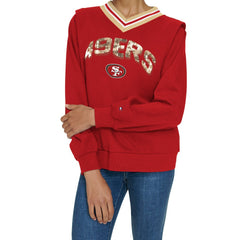San Francisco 49ers Tommy Hilfiger Women's Alice V-Neck Pullover Sweatshirt Scarlet - NFL