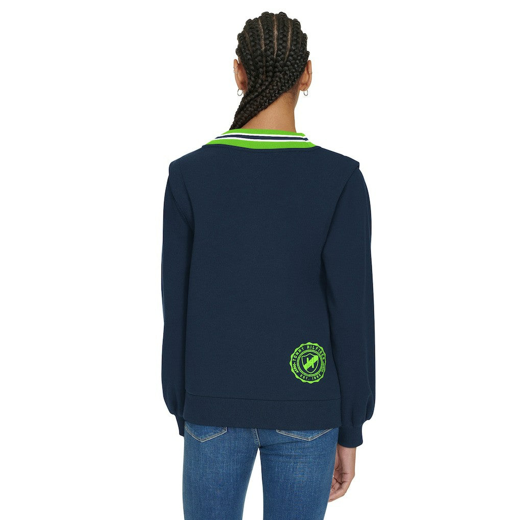 Seattle Seahawks Tommy Hilfiger Women's Alice V-Neck Pullover Sweatshirt Navy - NFL